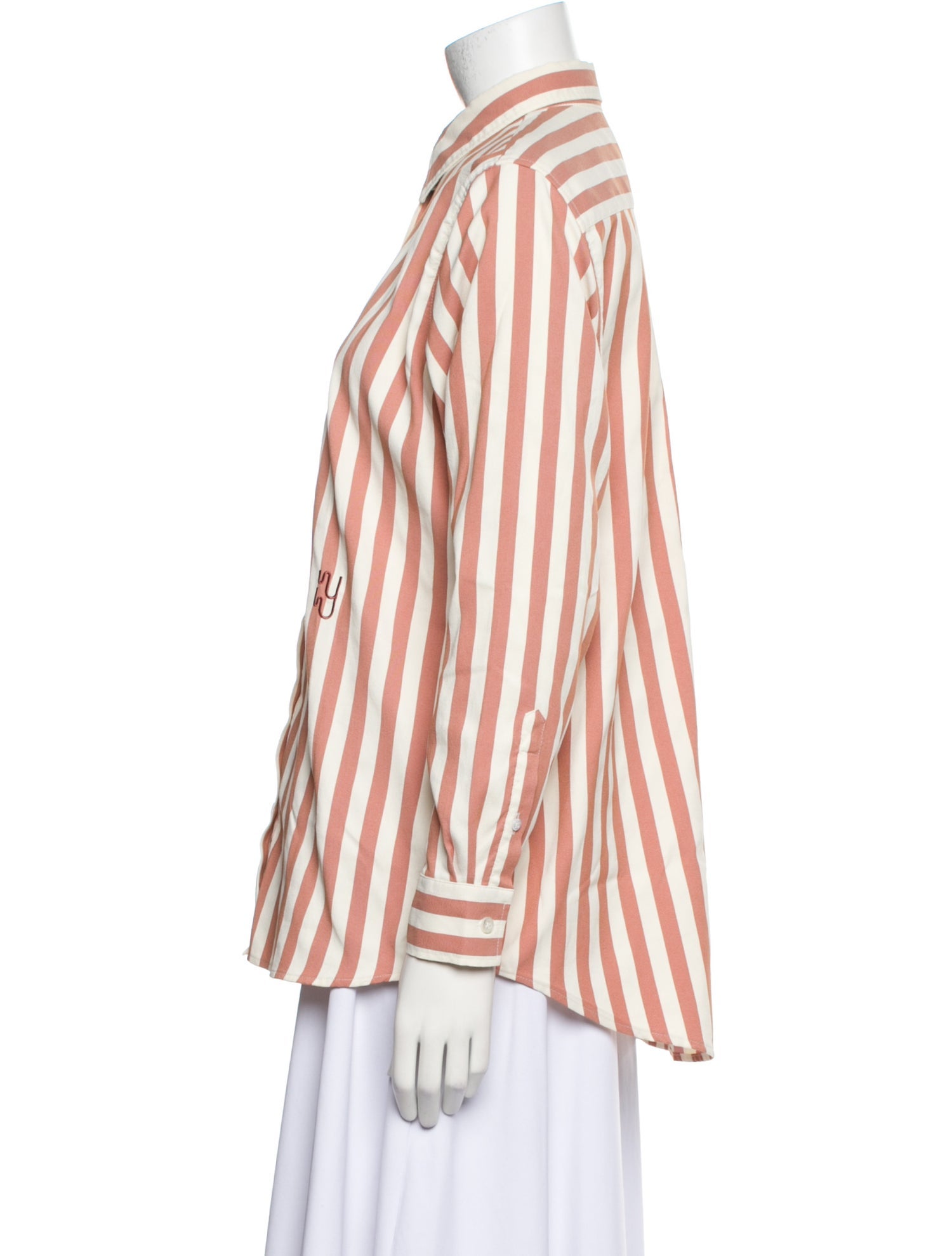 YAITTE Striped Long Sleeve Button-Up Top